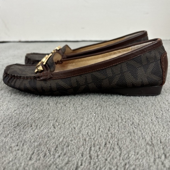 Michael Kors Brown Logo Loafers with Gold Charm - Picture 5 of 6